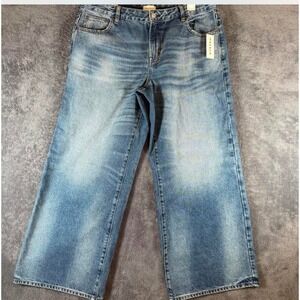 PacSun Casey Low Rise Baggy Wide Leg Jeans Light Wash Blue Denim 32 Short